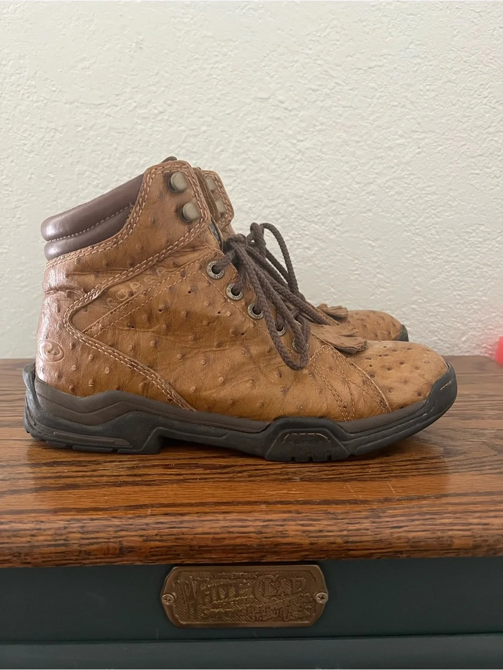 Vintage Roper Men's Stirrup Ostrich Print Chukka Casual Ankle Boots Size 10